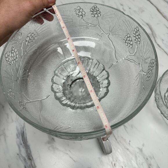 Vintage Indiana Glass Tiara Ponderosa Pine Serving Bowl and 3 Salad Bowls Clear - Picture 8 of 10